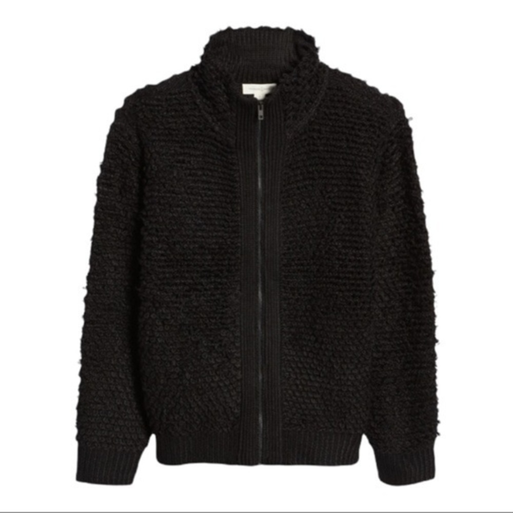 Treasure & Bond NWT Loop Yarn Front Zip Black Jacket Size Medium